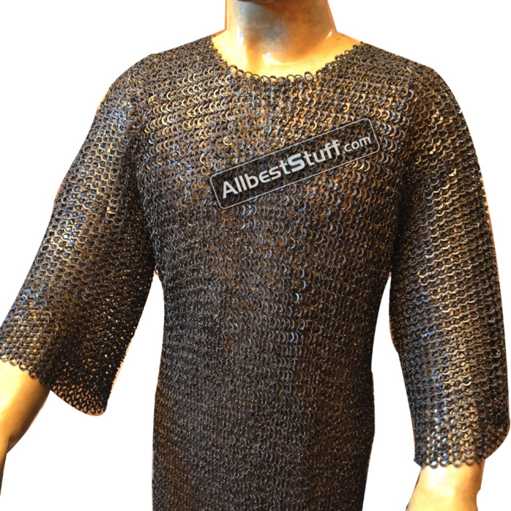 Flat Riveted 44 inch Chest Maille Armour, Ring Type-18 Gauge 9 MM
