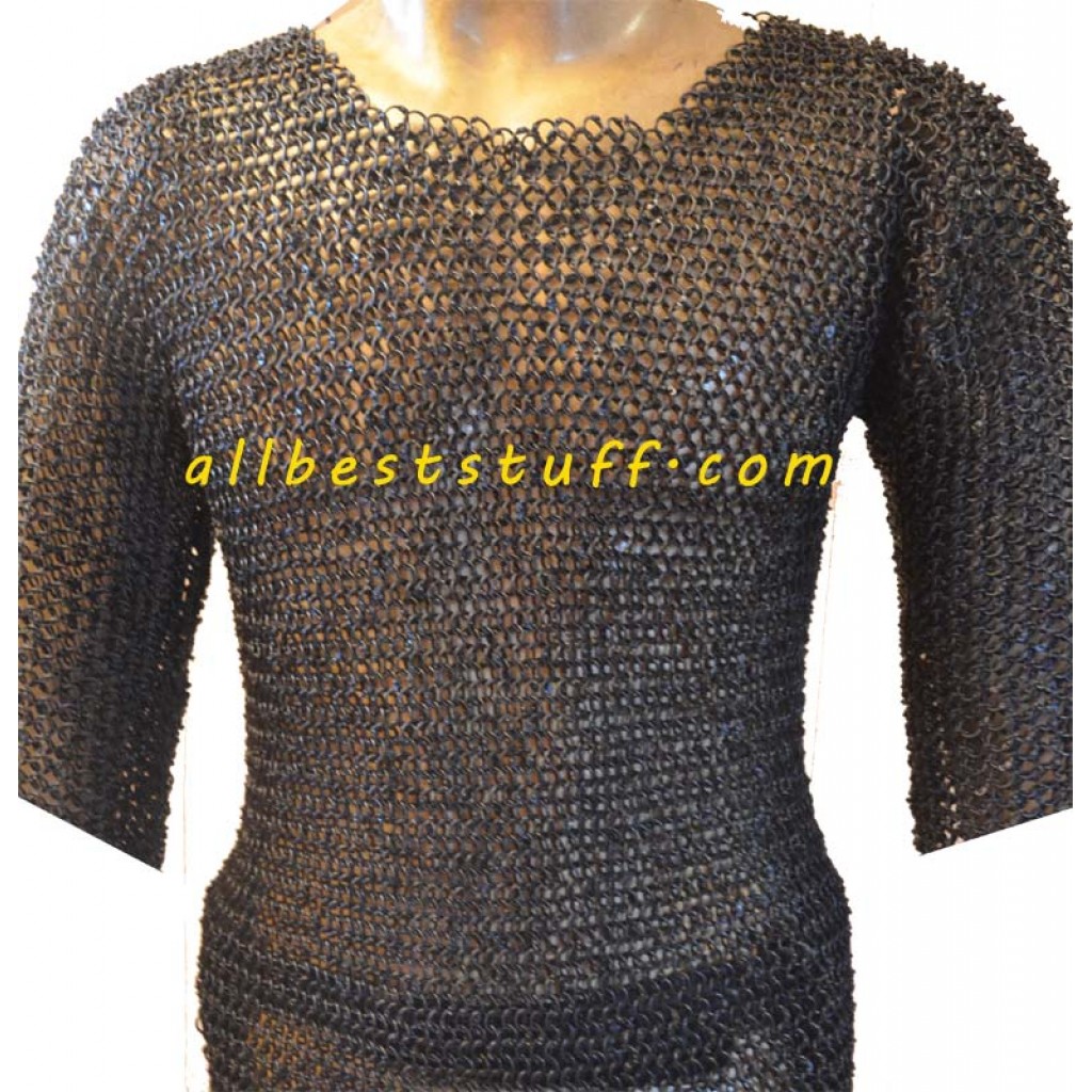 38 Chest Size Round Riveted Chain Mail Shirt Long Sleeve, Ring Type-18 ...
