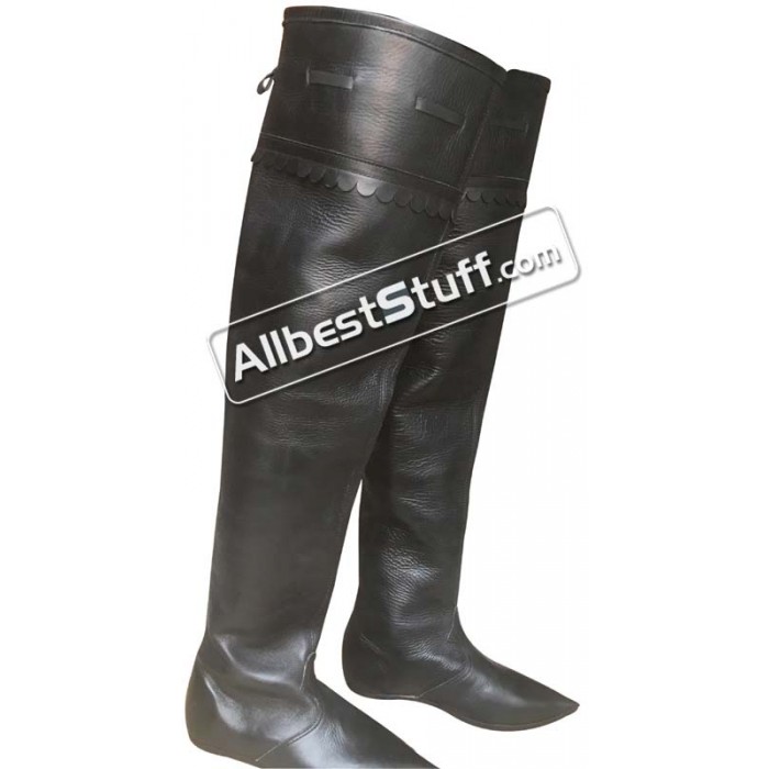 Genuine Leather Medieval Boot Female Long Thigh Length