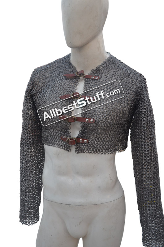 Chainmail & Scale Mail Top With Shoulder Armor Costume 